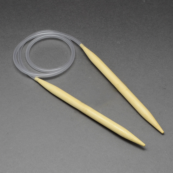 

PandaHall Rubber Wire Bamboo Circular Knitting Needles, More Size Available, Light Yellow, 780~800x5.0mm Bamboo Yellow