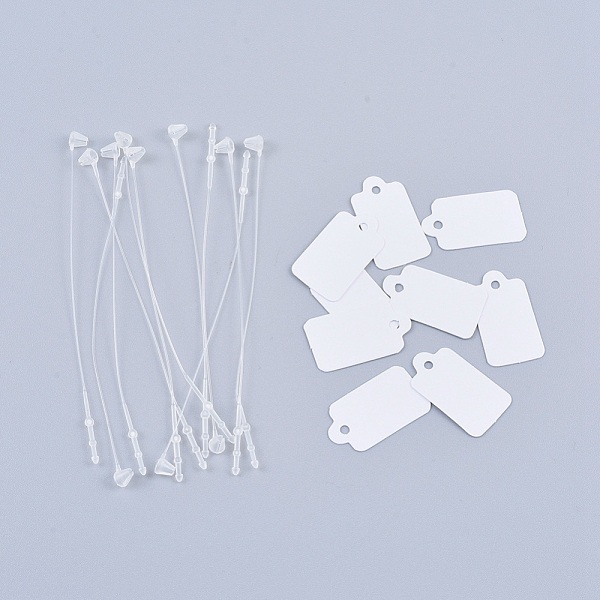 

PandaHall Rectangle Jewelry Display Paper Price Tags, with Plastic Zip Ties Cable Ties, White, Tag: 23x13x0.2mm, Hole: 2mm, Cable Tie...