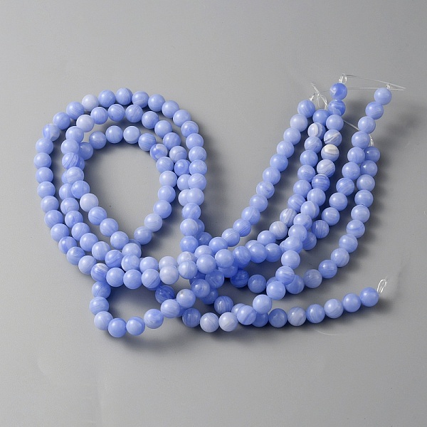 

PandaHall Natural Blue Lace Agate Beads Strands, Round, 6mm, Hole: 0.8mm, about 60~64pcs/strand, 15 inch(38.1cm) Blue Lace Agate Round