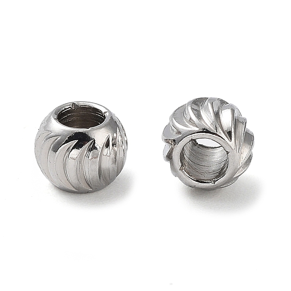 

PandaHall 303 Stainless Steel Beads, Round with Moon Pattern, Stainless Steel Color, 5x4mm, Hole: 2.2mm 303 Stainless Steel Round