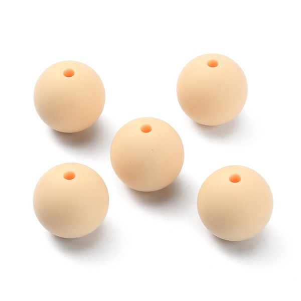

PandaHall Silicone Beads, Round, PeachPuff, 14.5~15mm, Hole: 2.2mm Silicone Round Brown