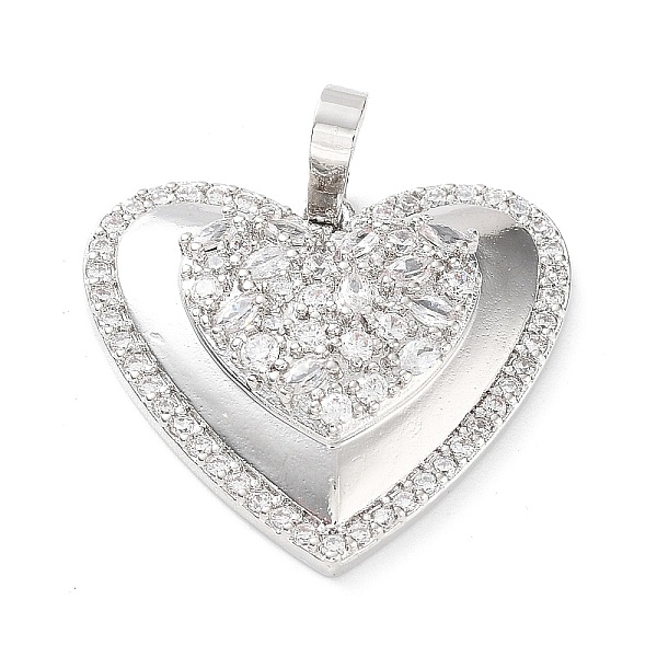 

PandaHall Rack Plating Brass Micro Pave Cubic Zirconia Pendants, Cadmium Free & Lead Free, Long-Lasting Plated, Heart, Platinum..., Clear