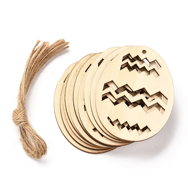

PandaHall DIY Egg Shape Handmade Hollow Out Graffiti Wood, Easter Theme Pendant Decorations, Wave Pattern, 8x6x0.2cm, Hole: 3.2mm, 10pcs/set..., Orange