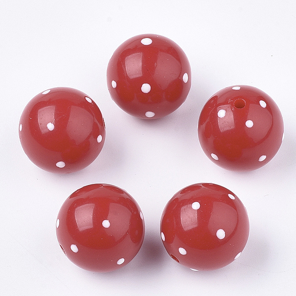 

PandaHall Acrylic Beads, Round with Spot, Red, 19.5~20x19mm, Hole: 2.5mm Acrylic Round Red