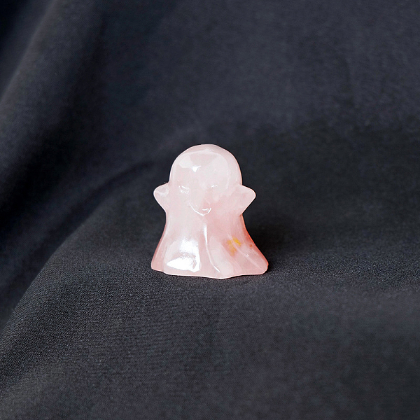 

PandaHall Halloween Natural Rose Quartz Home Display Decorations, Ghost, 25~30mm Rose Quartz Ghost