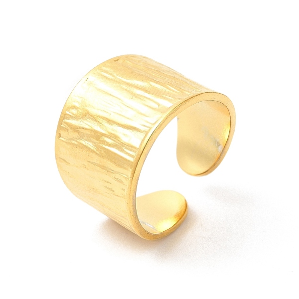 

PandaHall Ion Plating(IP) 304 Stainless Steel Textured Wide Open Cuff Ring for Women, Real 18K Gold Plated, US Size 6 3/4(17.2mm) 304...