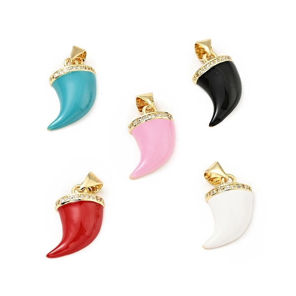 

PandaHall Brass Micro Pave Clear Cubic Zirconia Enamel Pendants, Cadmium Free & Lead Free, Real 18K Gold Plated, Scabbard/Tusk Shape, Mixed..., Multicolor