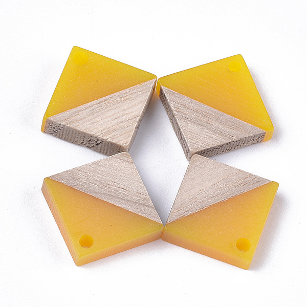 

PandaHall Resin & Wood Pendants, Rhombus, Gold, 16.5~17.5x17~18x3~4mm, Hole: 1.8mm, Side Length: 12~13mm Resin+Wood Rhombus Gold