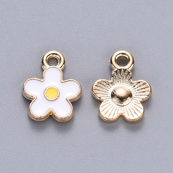 

PandaHall Alloy Pendant Rhinestone Settings, with Enamel, Flower, Light Gold, White, Fit for 1mm Rhinestone, 12.5x10x2mm, Hole: 1.2mm...