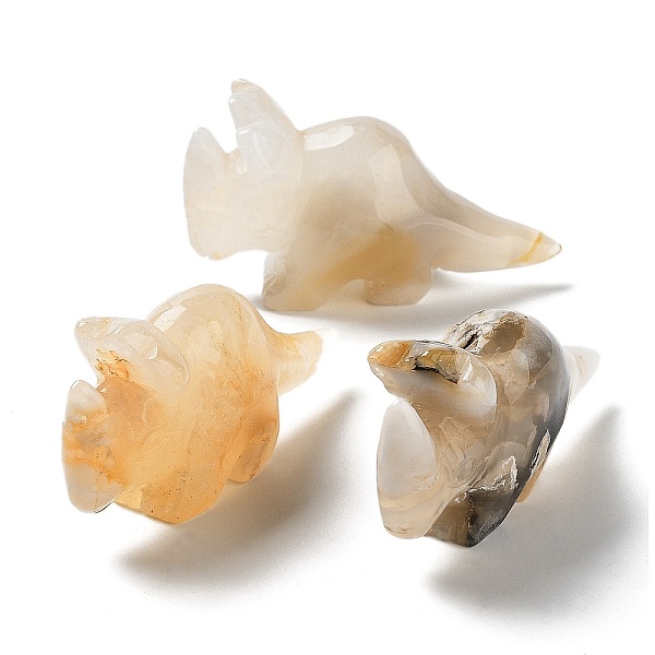 

PandaHall Natural Cherry Blossom Agate Carved Healing Rhinoceros Figurines, Reiki Energy Stone Display Decorations, 70.5x21.5x38mm Cherry...