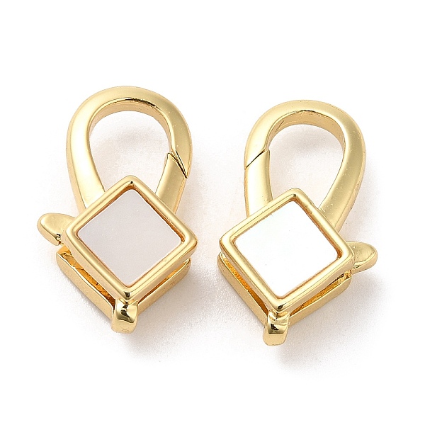 

PandaHall Rack Plating Brass Lobster Claw Clasps, with Shell, Cadmium Free & Lead Free, Real 18K Gold Plated, Long-Lasting Plated, Rhombus...