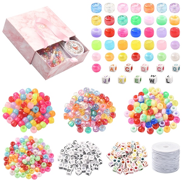 

PandaHall DIY Friendship Bracelet Making Kit, Including Barrel & Rondelle & Letter Plastic Beads, Elastic Cords, Mixed Color, Beads..., Multicolor