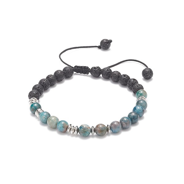 

PandaHall Natural Apatite & Lava Rock Braided Bead Bracelet, Essential Oil Gemstone Yoga Jewelry for Women, Inner Diameter: 2-1/8~3-1/2 inch...