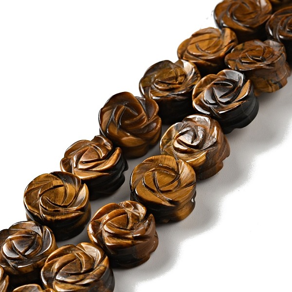 

PandaHall Natural Tiger Eye Beads Strands, Rose, 14x7.5~8mm, Hole: 1.2mm, about 28~29pcs/strand, 15.16''(38.5~41.5cm) Tiger Eye Flower