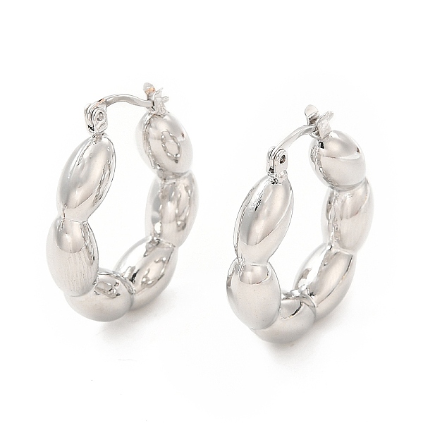 

PandaHall Brass Oval Wrap Hoop Earrings for Women, Platinum, 27.5x25x6mm, Pin: 0.6~1x0.5mm Brass Oval