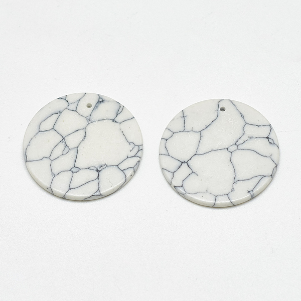 

PandaHall Synthetic Turquoise Pendants, Flat Round, White, 18x1.5mm, Hole: 1mm Synthetic Turquoise Flat Round White