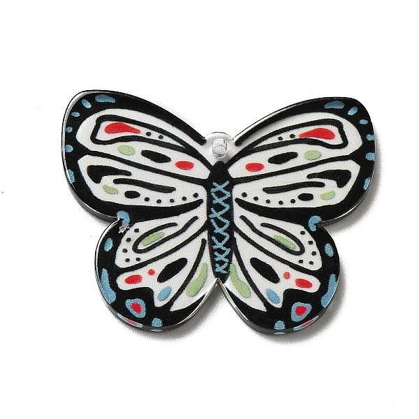 

PandaHall Printed Acrylic Pendants, Butterfly, Black, 27x35x2mm, Hole: 1.6mm Acrylic Butterfly Black