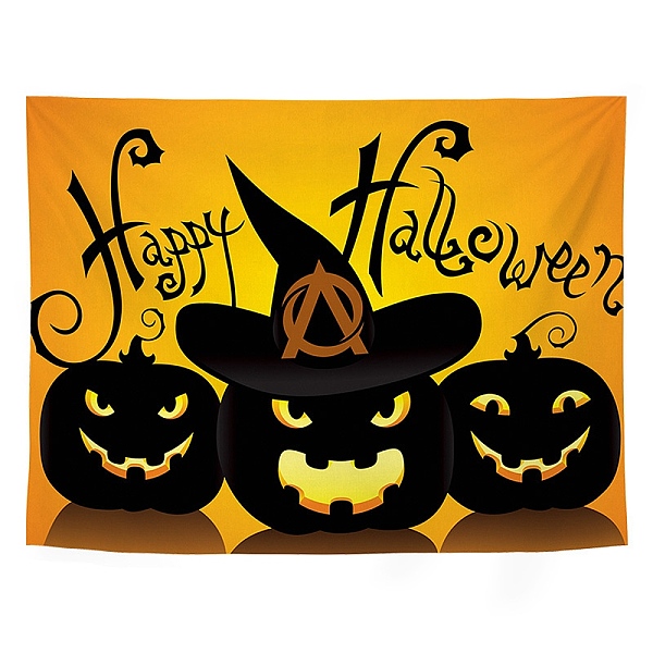 

PandaHall Halloween Theme Pumpkin Pattern Polyester Wall Hanging Tapestry, for Bedroom Living Room Decoration, Rectangle, Gold, 750x1000mm...
