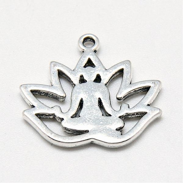 

PandaHall Tibetan Style Alloy Yoga Theme Pendants, Lotus, Cadmium Free & Lead Free, Antique Silver, 16.5x18x1.5mm, Hole: 1mm, about...