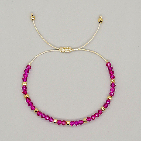 

PandaHall Adjustable Glass Braided Bead Bracelets, Medium Violet Red, 11 inch(28cm) Glass