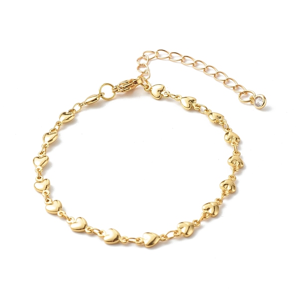 

PandaHall Brass Heart Link Chains Bracelets, Golden, 7-1/4 inch(18.5cm) Brass