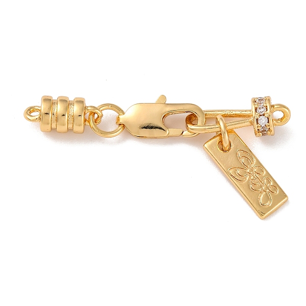 Brass Micro Pave Clear Cubic Zirconia Lobster Claw Clasps