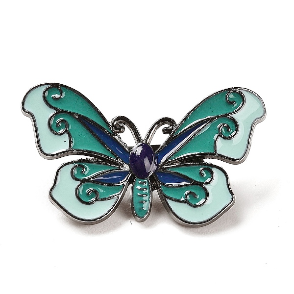 

PandaHall Butterfly Enamel Pins, Black Alloy Brooches for Women, Light Cyan, 16.5x28.5x2.5mm Alloy+Enamel Butterfly