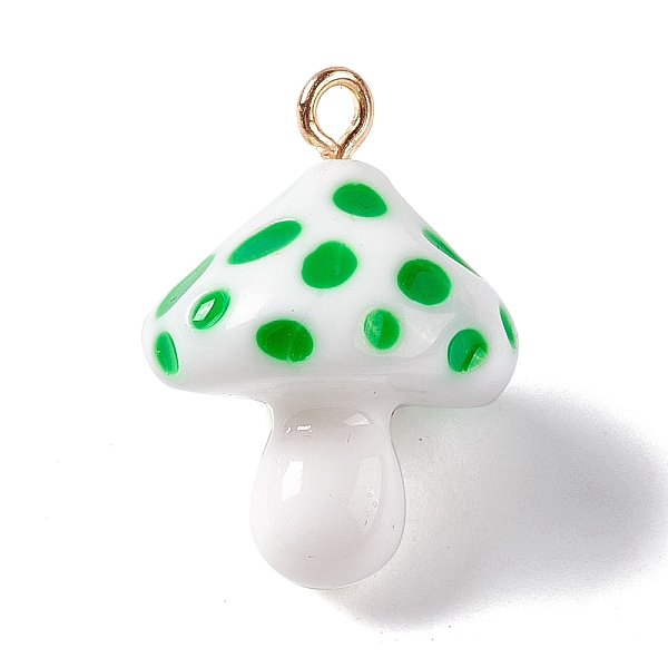 

PandaHall Opaque Resin Pendants, 3D Mushroom Charms, with Light Gold Tone Iron Loops, Lime Green, 24.5~25.5x18mm, Hole: 2mm Iron+Resin...