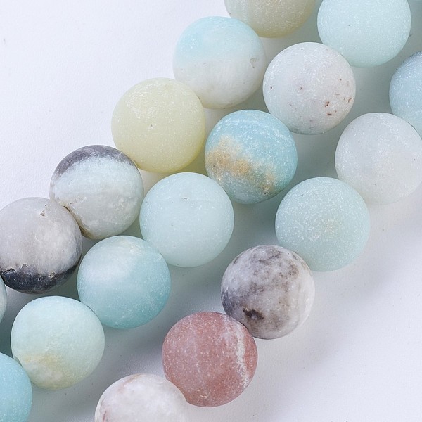 

PandaHall Frosted Natural Flower Amazonite Round Bead Strands, 8~8.5mm, Hole: 1mm, about 47pcs/strand, 15.5 inch Flower Amazonite Round