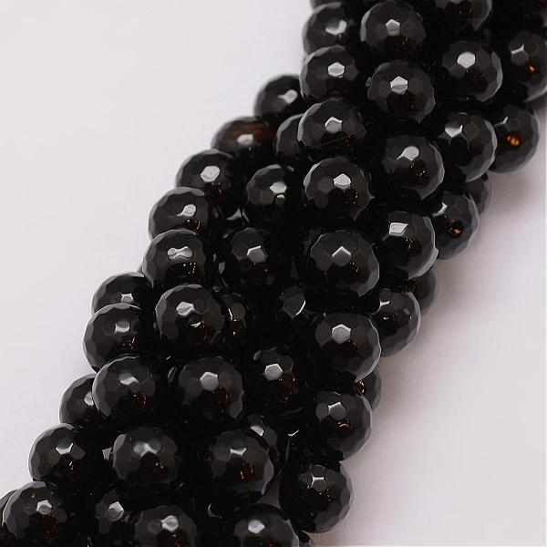 

PandaHall Natural Agate Bead Strands, Dyed, Faceted, Round, Black, 10mm, Hole: 1.5mm, about 38pcs/strand, 14 inch Natural Agate Round Black