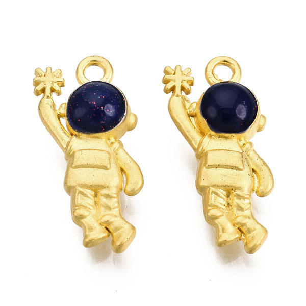 

PandaHall Rack Plating Alloy Enamel Pendants, with Glitter Powder, Matte Gold Color, Cadmium Free & Nickel Free & Lead Free, Spaceman...