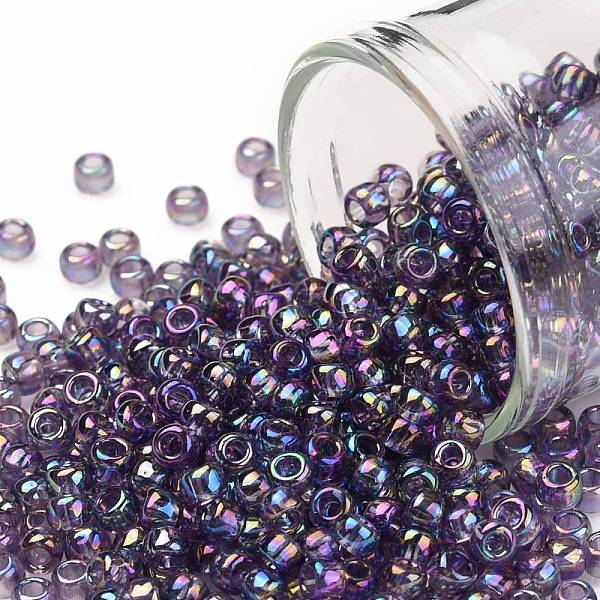 

PandaHall TOHO Round Seed Beads, Japanese Seed Beads, (166D) Transparent AB Sugar Plum, 8/0, 3mm, Hole: 1mm, about 1110pcs/50g Glass Purple