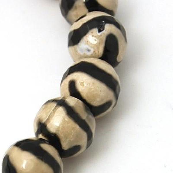 

PandaHall Tibetan Style Wave Pattern dZi Beads, Natural Agate, Dyed, Faceted, Round, Light Goldenrod Yellow, 8mm, Hole: 1mm Tibetan Agate...