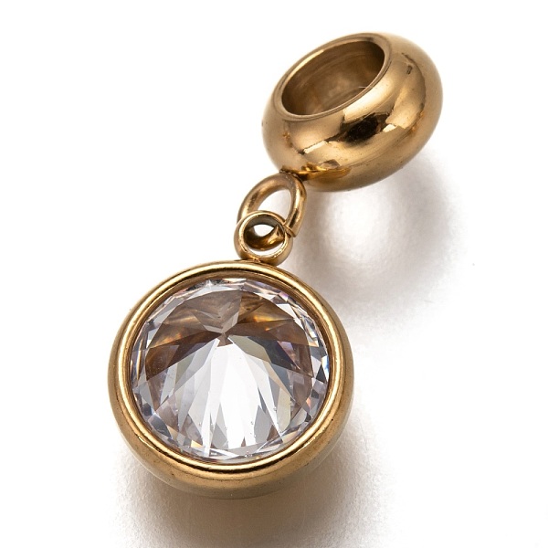 

PandaHall 304 Stainless Steel European Dangle Charms, Large Hole Pendants, with Resin, Flat Round, Golden, Clear, 21mm, Hole: 4.5mm, Pendant...
