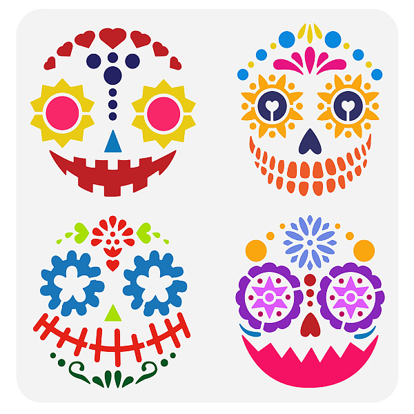 

PandaHall PET Hollow Out Drawing Painting Stencils, for DIY Scrapbook, Photo Album, Halloween Themed Pattern, 30x30cm Plastic Eye