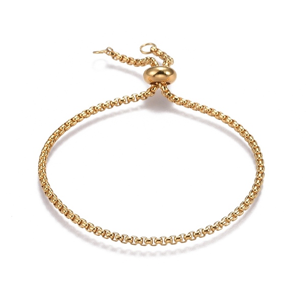 

PandaHall Adjustable 304 Stainless Steel Slider Bracelets, Bolo Bracelets, with Box Chains and Slider Stopper Beads, Golden, 9-1/2 inch...