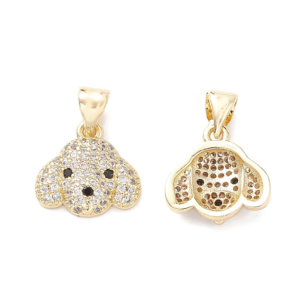 

PandaHall Brass Micro Pave Cubic Zirconia Charms, Dog Head Charm, Real 18K Gold Plated, 12.5x13x3mm, Hole: 4.4x3.3mm Brass+Cubic Zirconia..., Clear
