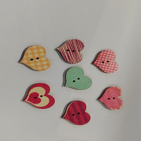 2-Hole Printed Wood… - image
