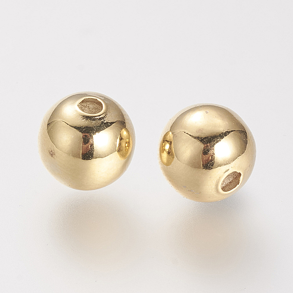 

PandaHall Brass Beads, Nickel Free, Real 18K Gold Plated, Round, 8mm, Hole: 2.5mm Brass Round