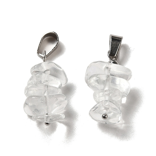 

PandaHall Natural Quartz Crystal Chip Pendants, Rock Crystal Lucky Charms with Stainless Steel Color Plated Stainless Steel Snap on Bails...