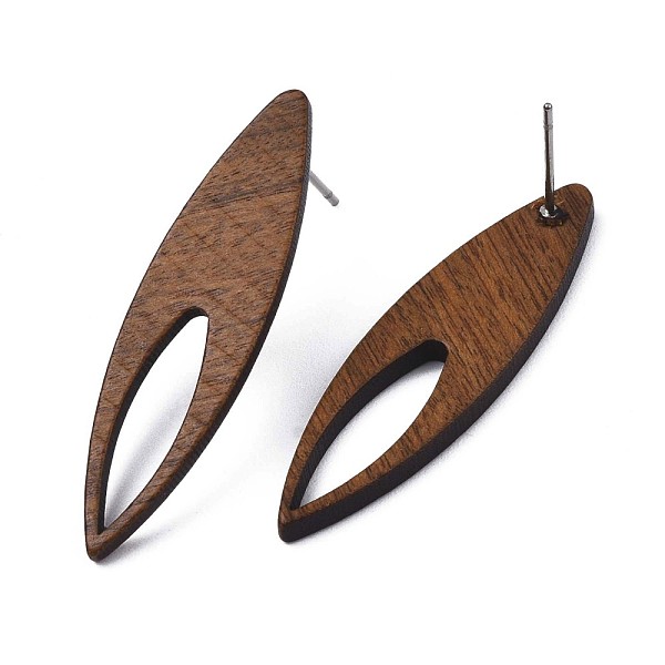 

PandaHall Walnut Wood Horse Eye Stud Earrings with 304 Stainless Steel Pin for Women, Saddle Brown, 36.5x10mm, Pin: 0.7mm Wood Horse Eye