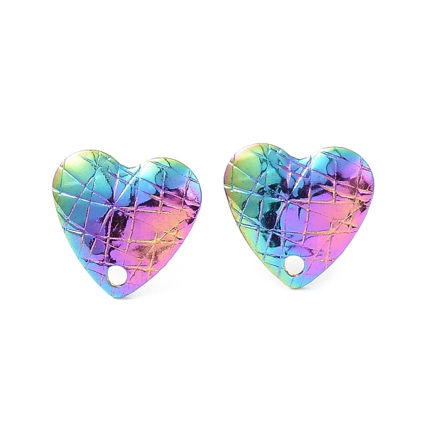 

PandaHall Ion Plating(IP) 304 Stainless Steel Stud Earring Finding, with Ear Nuts, Heart, Rainbow Color, 11.3x12mm, Hole: 1.5mm, Pin: 0.8mm...