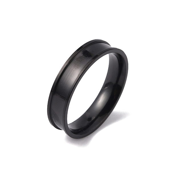 

PandaHall 201 Stainless Steel Grooved Finger Ring Settings, Ring Core Blank, for Inlay Ring Jewelry Making, Electrophoresis Black, US Size...