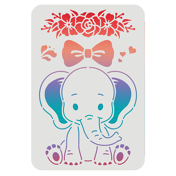 PandaHall FINGERINSPIRE Baby Elephant Stencil 29.7x21cm Cute Baby Elephant Painting Stencil for DIY Elephant Reusable Plastic Stencil for...