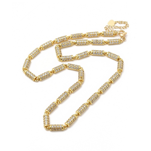 

PandaHall Clear Cubic Zirconia Column Link Chain Necklace, Rack Plating Brass Jewelry for Women, Cadmium Free & Lead Free, Real 18K Gold...