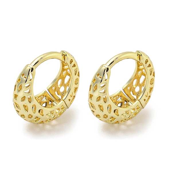 

PandaHall Brass Hoop Earrings, Real 18K Gold Plated, 12x5mm Brass Round