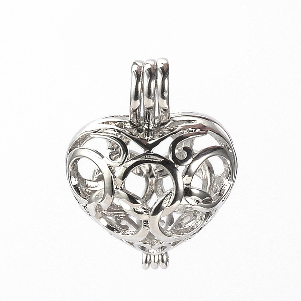 

PandaHall Brass Cage Pendant, Hollow, Heart, Platinum, 21x16x11mm, Hole: 2x4mm, inner measure: 14x10.5mm Brass Heart