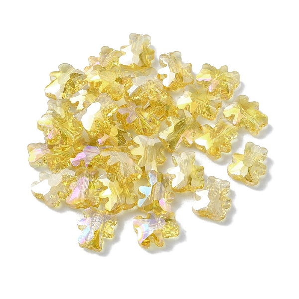 

PandaHall Electroplate Glass Beads, AB Color Plated, Bear, Yellow, 9.5x8.5x4mm, Hole: 1.2mm Glass Bear Yellow