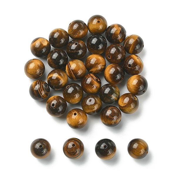 

PandaHall Natural Tiger Eye Round Beads, 10mm, Hole: 1mm Tiger Eye Round