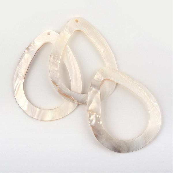 

PandaHall Sea Shell Big Pendants, teardrop, 72~75.5x55~57.5x2.5~3mm, Hole: 2mm Other Sea Shell Teardrop